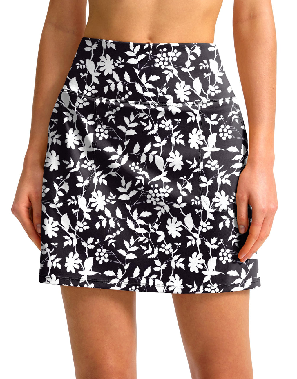 SANTINY 16" Golf Skorts Skirts for Women with 4 Pockets Womens High Waisted Stretchy Tennis Skirt Athletic Skort (Black Flower_M)
