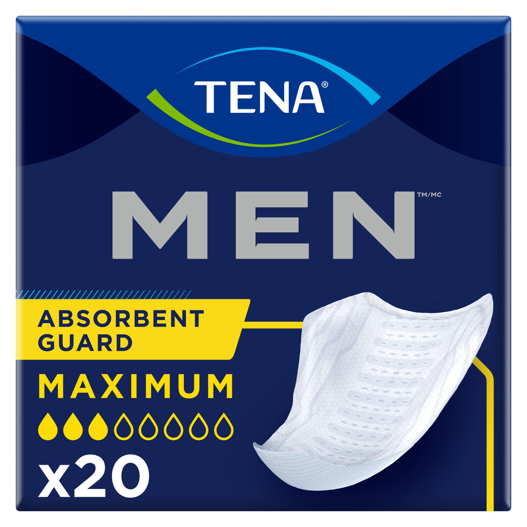 TENA Men Maximum Guard Serviettes absorbantes pour hommes, absorption maximale, paquet de 20