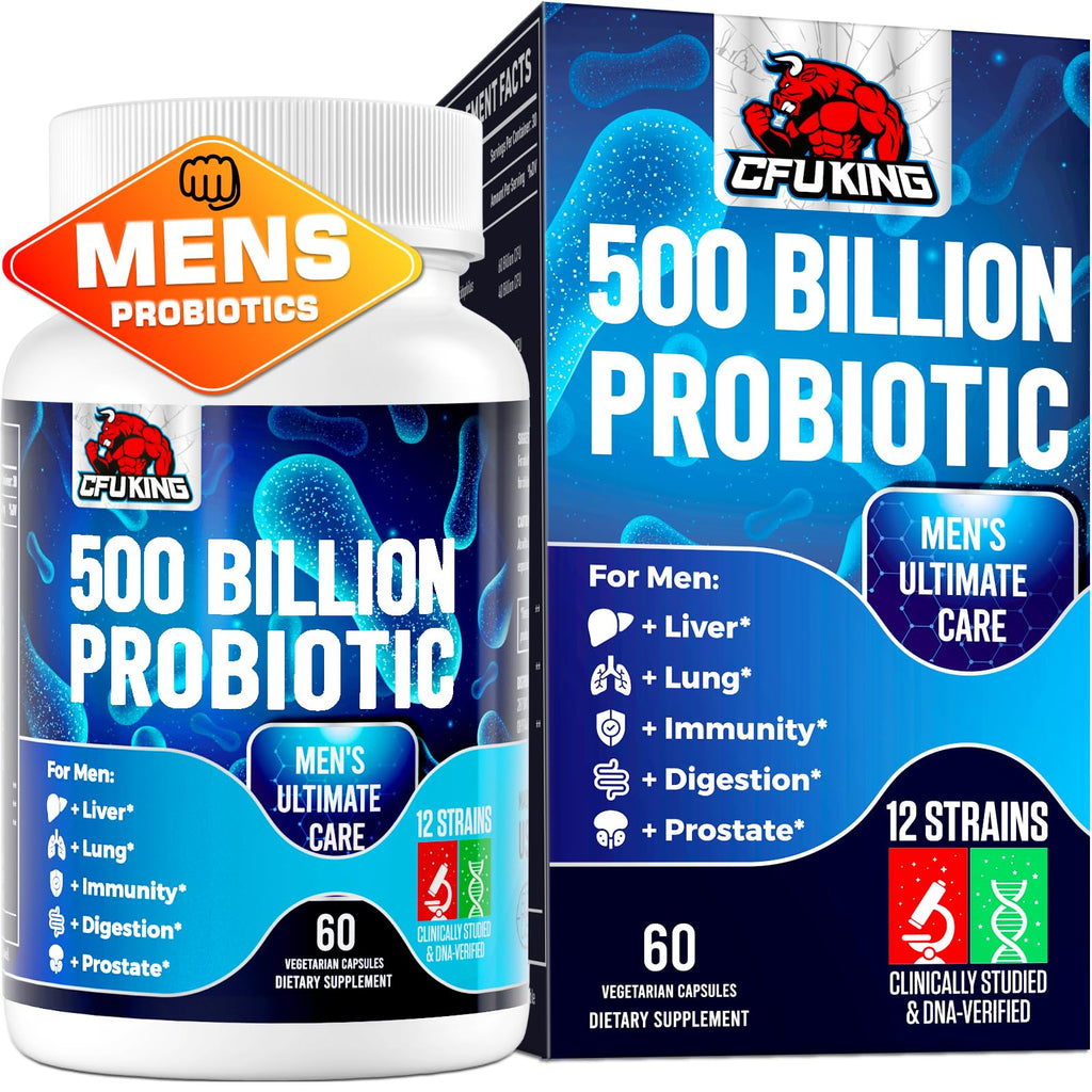 Probiotics for Men 500 Billion CFU & 12 Strains Mens Probiotic Men Probiotics with Turmeric Cranberry Goji Gut Health for Men Probiotics for Men Digestive Health Immune Bloating 30-Day Supply