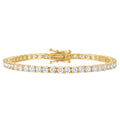KISPER Bracelets de tennis pour femmes plaqués or blanc 24 carats 3mm 4mm Zircone cubique Diamant simulé Bracelet de tennis classique Tailles 6.5-7.5 pouces (3mm Or jaune 6.5 pouces)