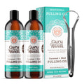 GuruNanda Whitening Pulling Oil with Coconut Oil & Peppermint Oil for Natural Teeth Whitening Fresh Breath Alcohol Free Mouthwash (8 Fl.Oz 2 Pack)