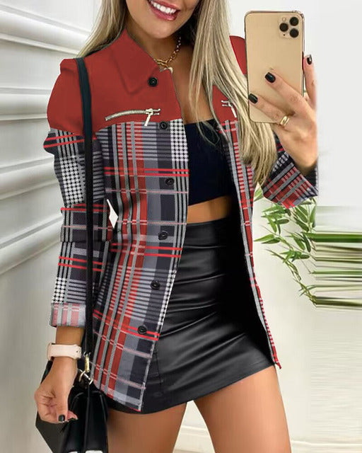 Leopard Print Women's Coat with Ruffles and Zipper