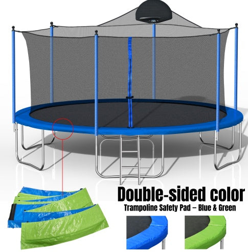 14FT Trampoline For Adults Kids With Basketball Hoop, Outdoor Trampolines W  Ladder And Safety Enclosure Net For Kids And Adults,Double-side Color Cover