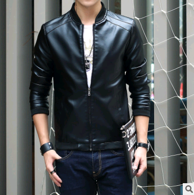 Men's Slim Fit Motorcycle Leather Jacket (Plus Size)