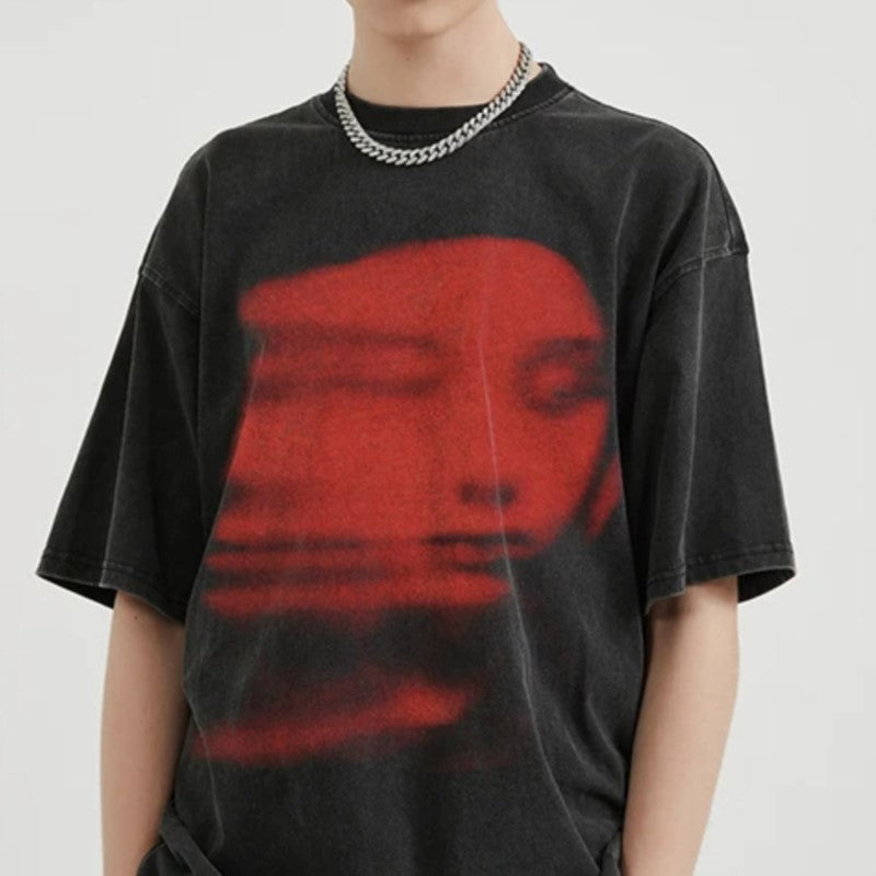 Harajuku 2024 Summer Men's Black Graphic T-Shirt