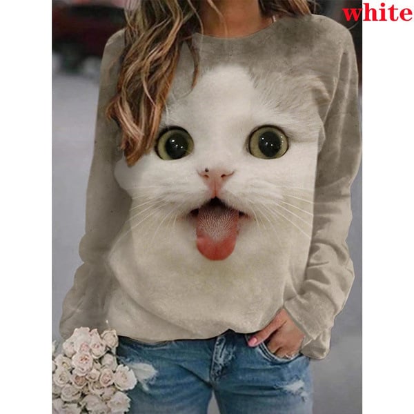 Casual Women's Long-Sleeved T-Shirt with Cartoon Print