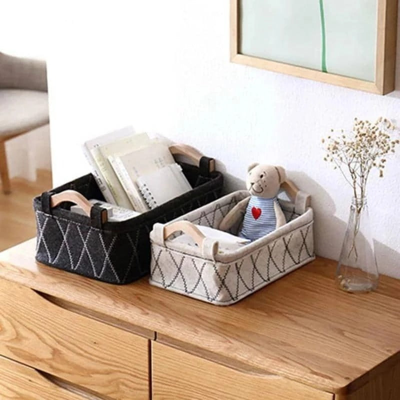 Desktop Storage Box, Felt Organizer Basket for Cosmetics