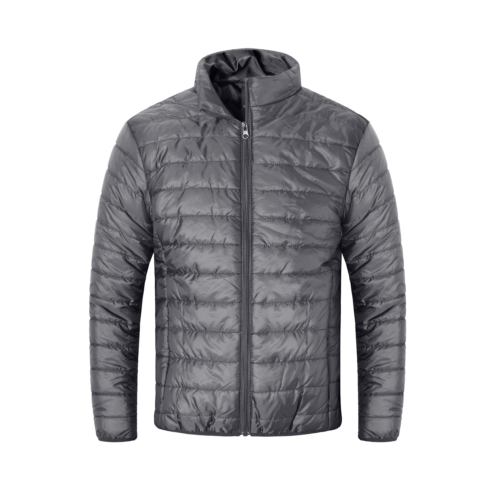 Gleemyth Mens Packable Puffer Jacket Lightweight Winter Jacket Water Resistant Winter Coat Grey XXL