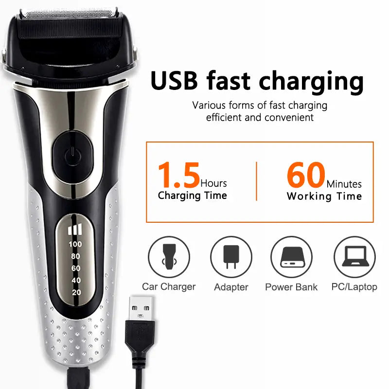 Large Electric Shaver and Beard Trimmer for Men