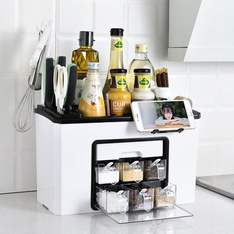 Multifunctional Plastic Kitchen Shelf and Knife Rack