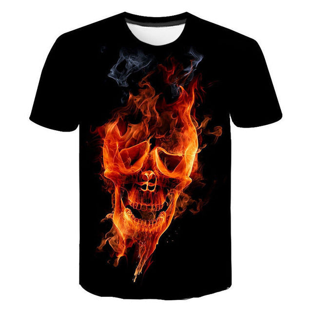 Funny Casual Skull Graphic T-Shirts for Men - Oversized
