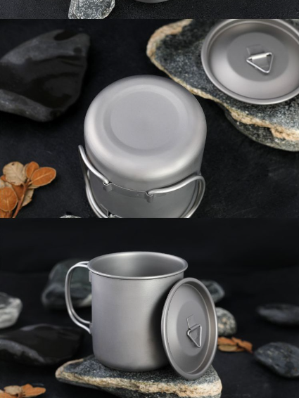 Tasse pliable en titane pour le camping et les voyages