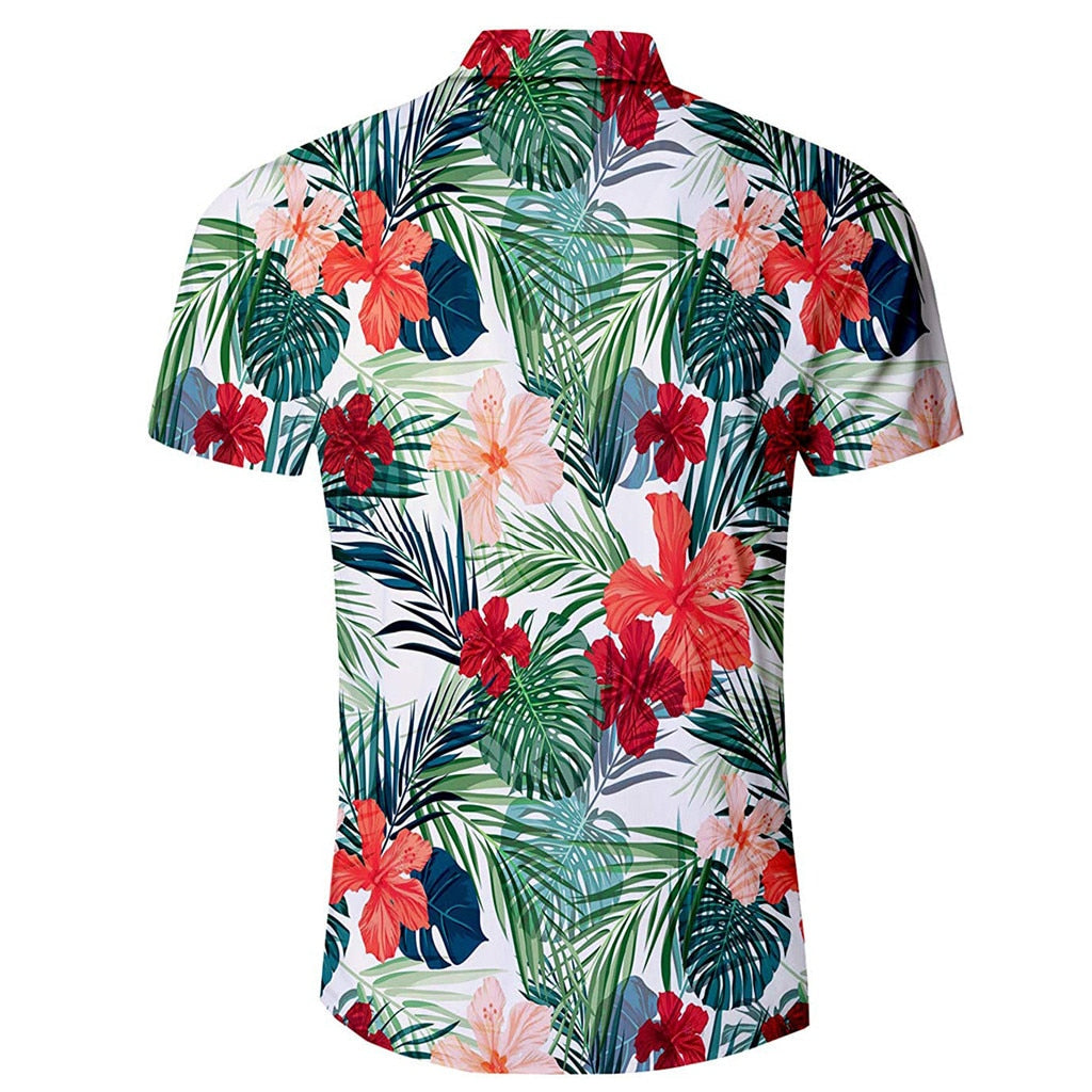 Men's Hawaiian Tropical Print Short Sleeve Shirt