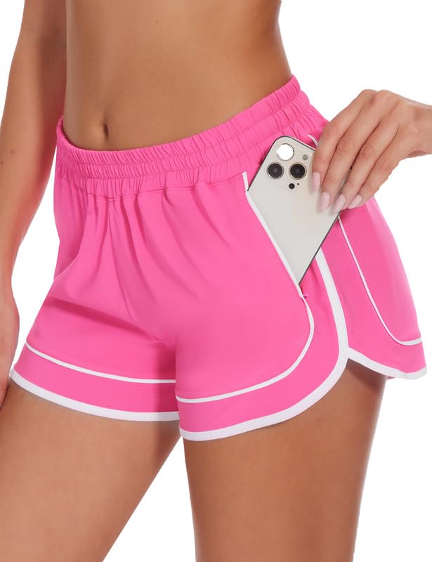 AugIris Womens Running Athletic Dolphin Shorts High Waisted Sports Workout Basketball Quick Dry Shorts with Liner Zip Pocket