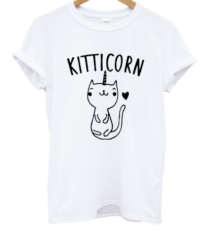 Unicorn T-Shirt with Short Sleeves and Letter Design