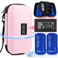 24h Insulin Cooler Travel Case TSA Approved Medication Diabetic Cooler for Travel with Thermometer Temperature Display with 2Pack Reusable Ice Bag