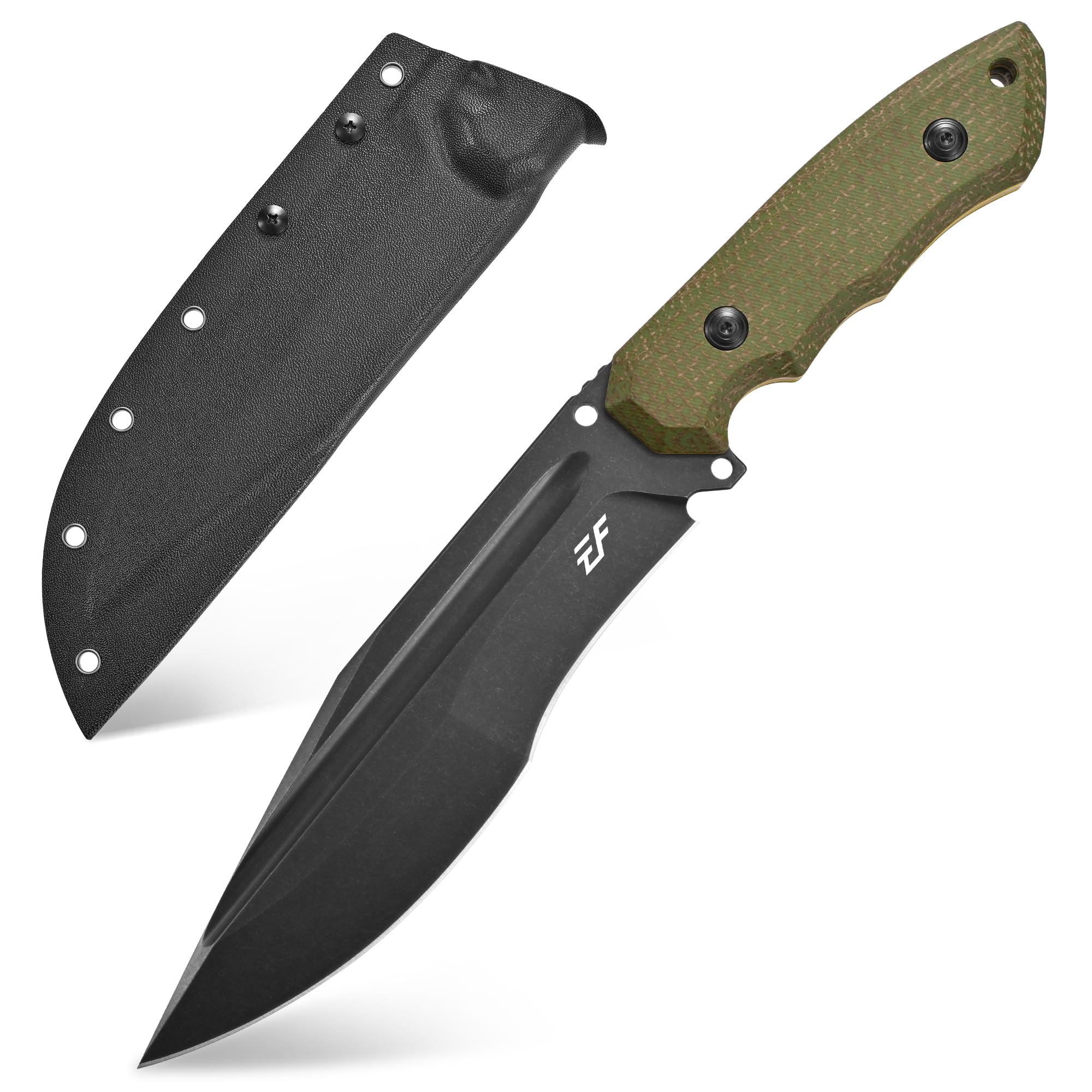 Eafengrow EF151 Fixed Blade Knife N690 Stainless Steel Blade Micarta Handle Full Tang EDC Tool Straight Knifes for Jungle Outdoor Working Camping Hunting（Green