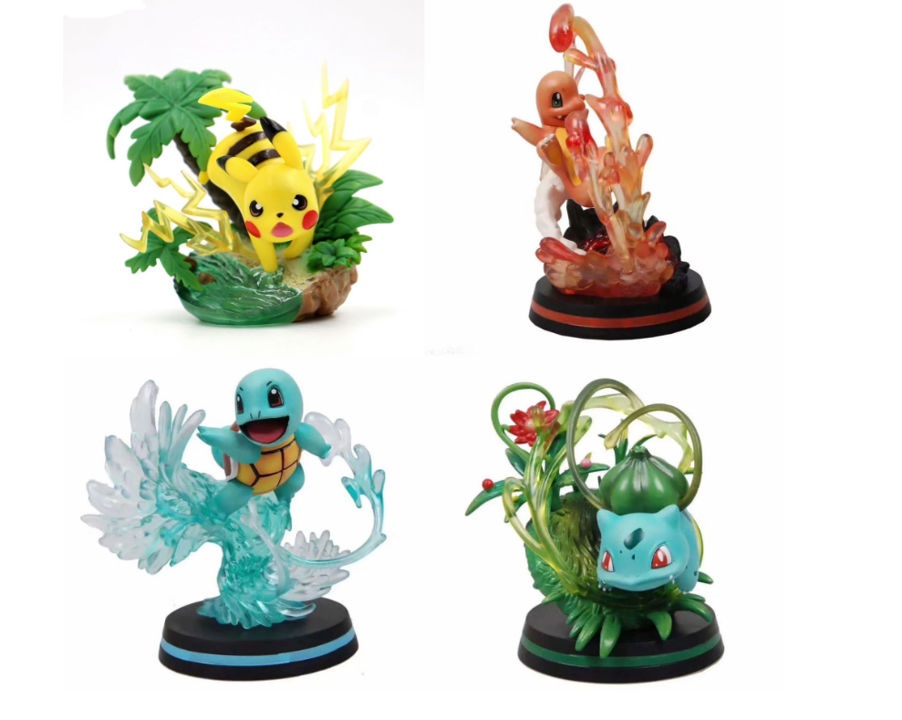 Pokémon Pikachu, Charmander, Bulbasaur, and Squirtle Figures