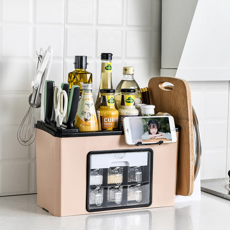 Multifunctional Plastic Kitchen Shelf and Knife Rack