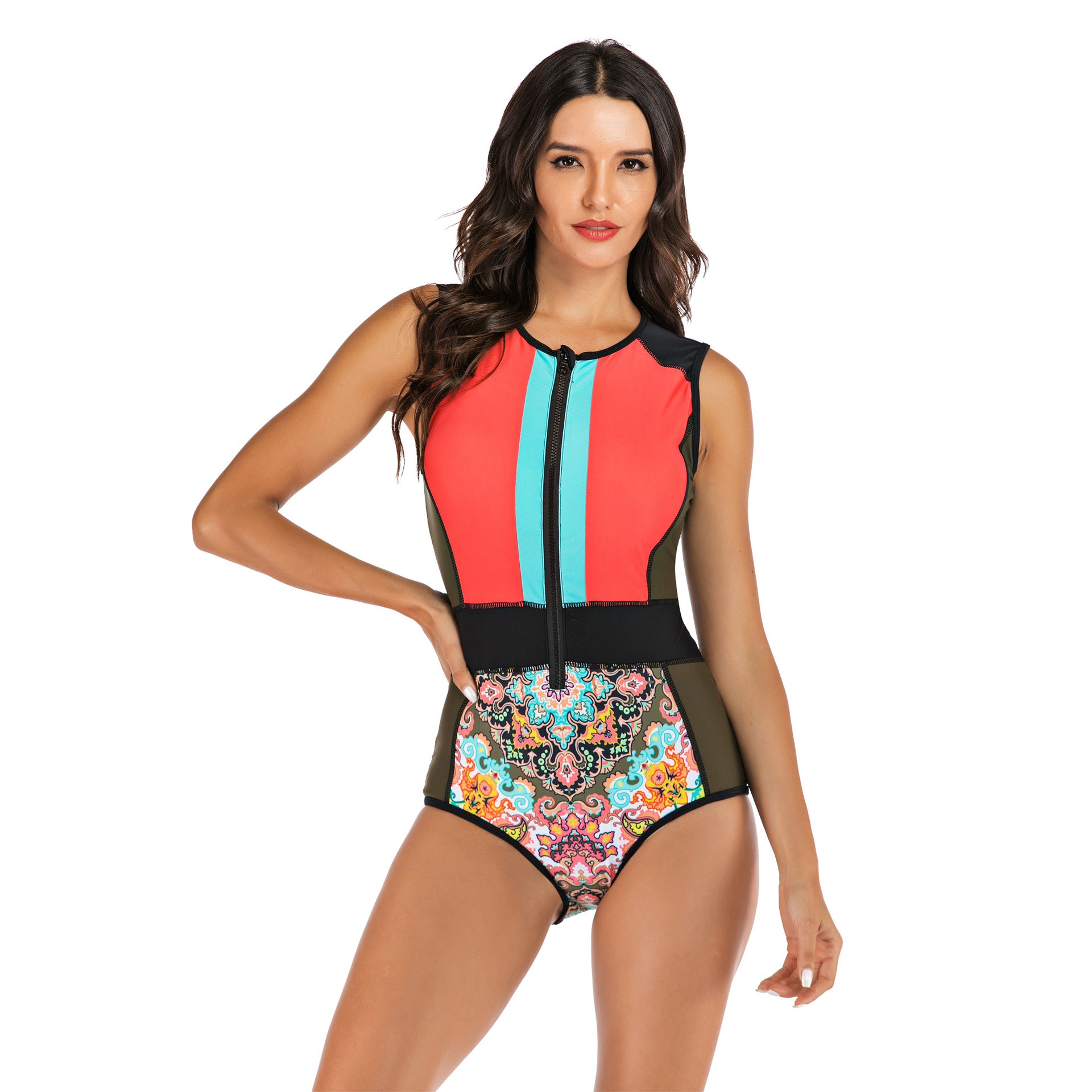 Women's Sleeveless Surfing Swimsuit for Diving (Model 7704)