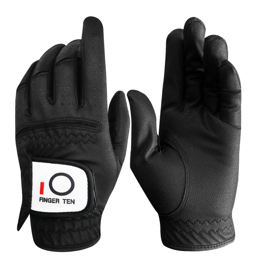 VEASAERS Golf Gloves Men Right Handed Golfer Left Hand All Weather Grip Soft Comfortable Mens Golf Glove Fit Size Small Medium ML Large XL (1 Pack-Black Large Worn on Left Hand)