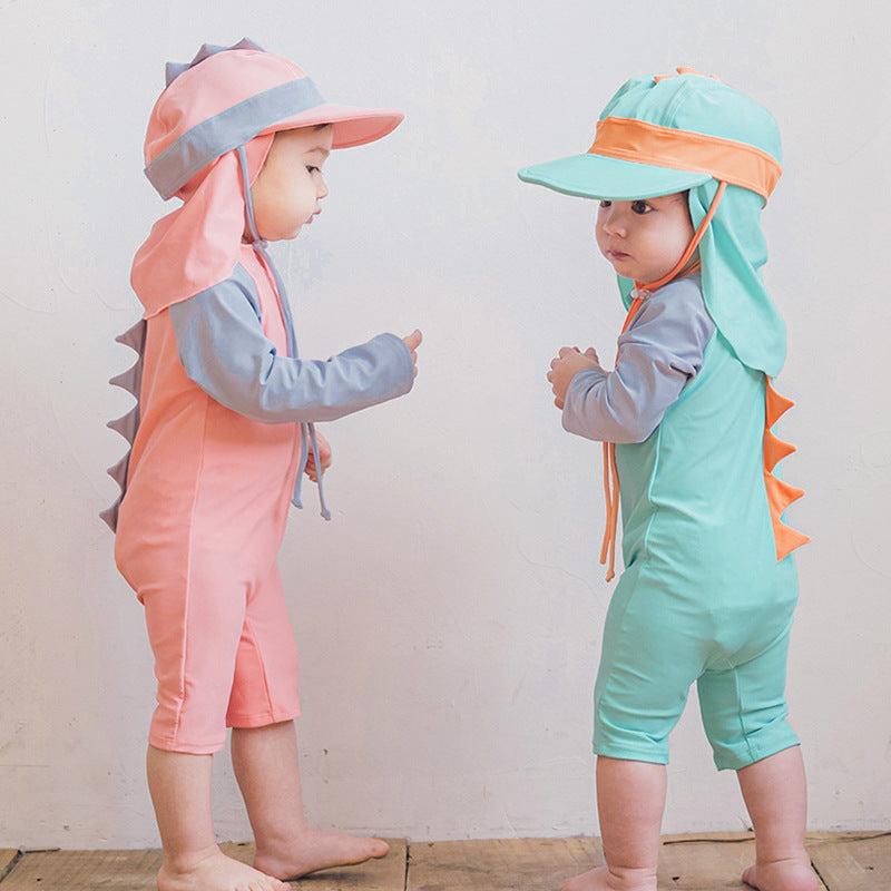 Dinosaur Print Summer One-Piece Swimsuit for Kids