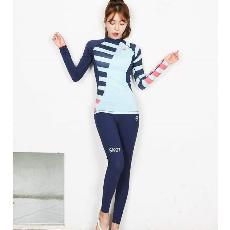 Women's Long Sleeve Two-Piece Sun Protection Swimsuit