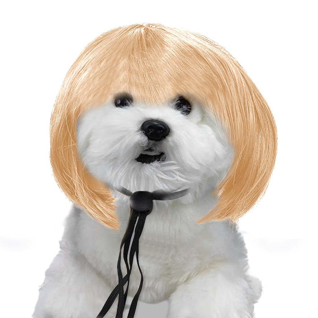Dog Wigs Cute Cosplay Wig for Dogs Cats Funny Dog Blonde Hair Wig Pet Hair Accessories for Halloween Christmas Parties Festivals Costume