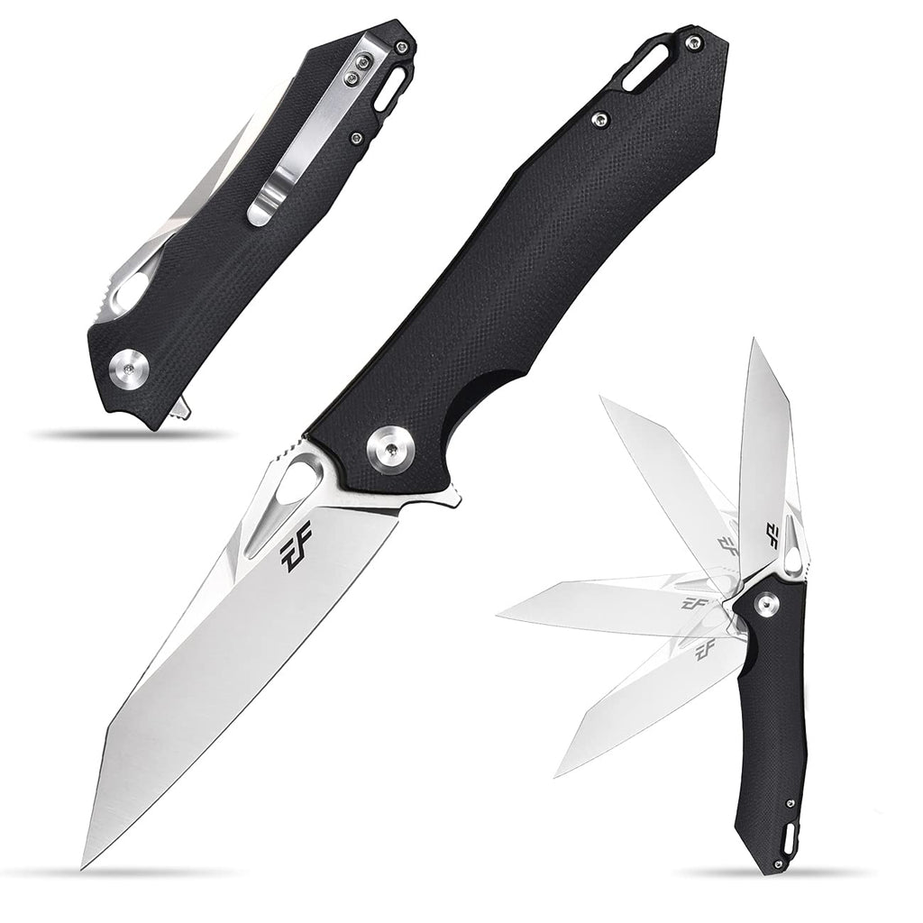 Eafengrow EF934 Pocket Knife D2 Steel Blade Folding Knife G10 Handle Liner Lock Camping Survival Tool Knives for Outdoor Camping Survival Hiking(black)