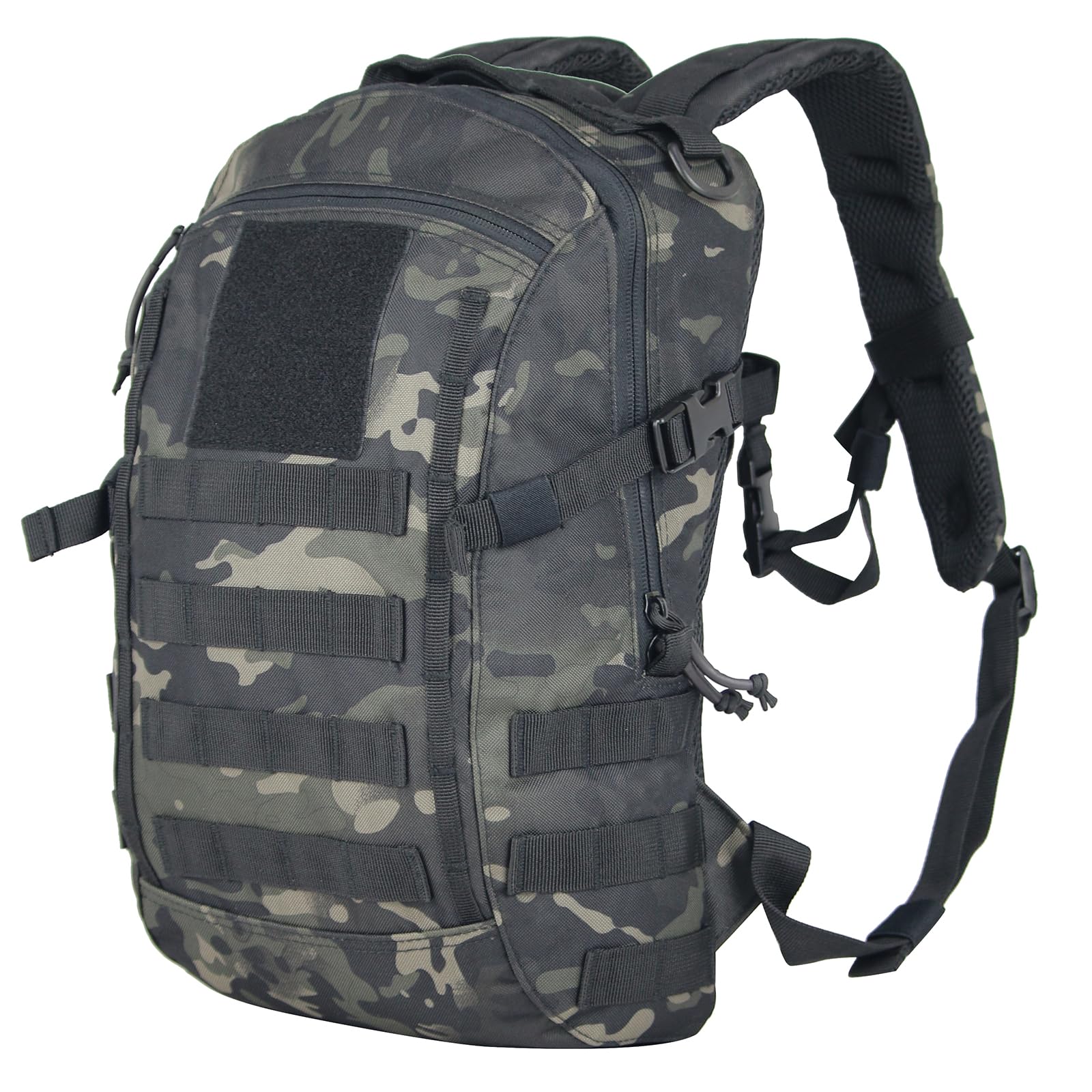 PAIWPHLI Small Tactical Backpack Military Daypack 12L Molle Bag Rucksack Army Daypack for OutdoorHikingCampingTravel (Black Camo)