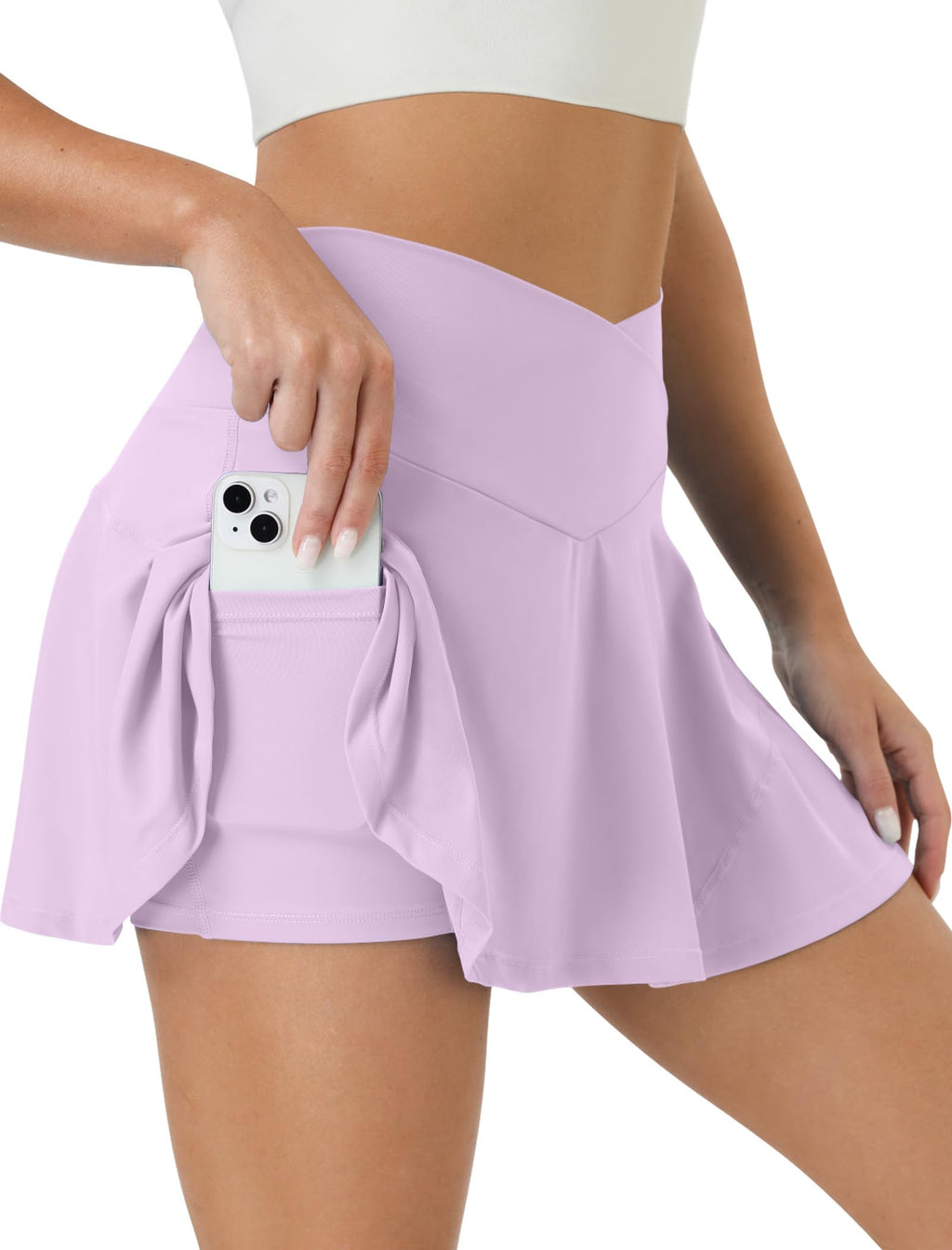 COPYLEAF Tennis Skirt for Women High Waisted Golf Skirts with Pockets Shorts Crossover Athletic Pleated Skorts Skirts(Purple XL)