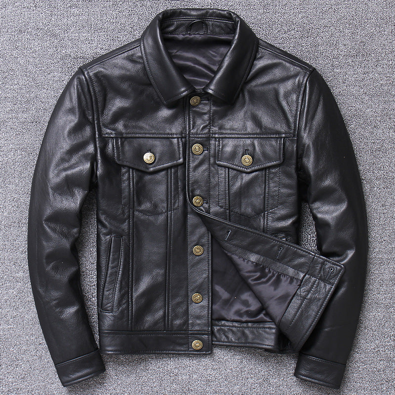 Men's Slim Fit Genuine Leather Motorcycle Jacket