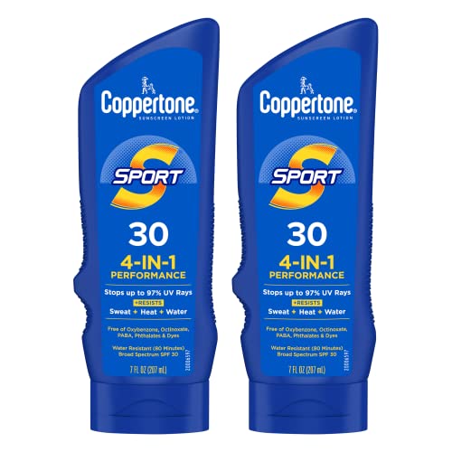Coppertone Sport Sunscreen Lotion SPF 30 Water Resistant Body Sunscreen Broad Spectrum SPF 30 Sunscreen Bulk Sunscreen Pack 7 Fl Oz Bottle Pack of 2
