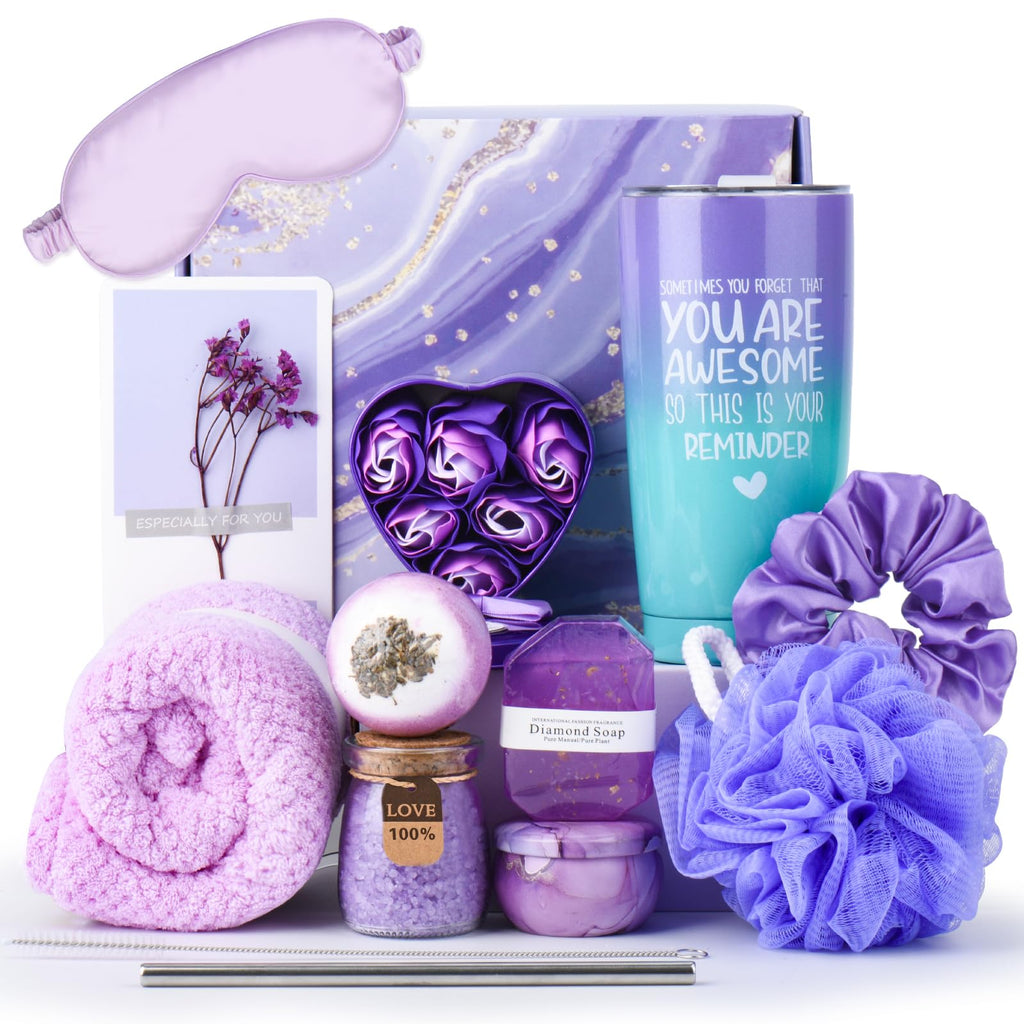 Lavender Spa Gift Basket For Women Relaxation Gifts Self Care Package with